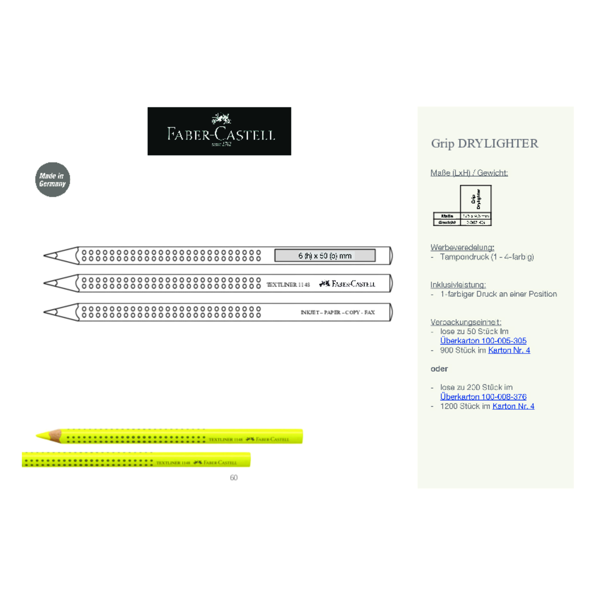 Faber-Castell Markeerstift, 3 stuks, Textliner Dry 1148, geel