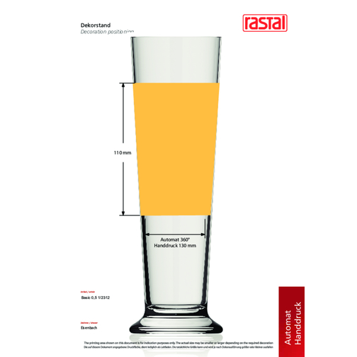 Basic Stange 0,5 L , Rastal, klar, Glas, 24,60cm (Höhe), Bild 4