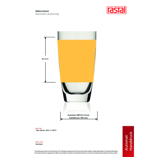 Tiara Becher 0,3 L , Rastal, klar, Glas, 13,40cm (Höhe), Bild 4