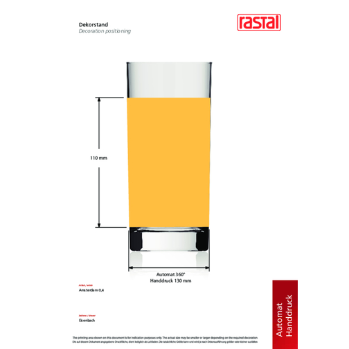 Amsterdam Becher 0,4 L , Rastal, klar, Glas, 16,20cm (Höhe), Bild 2