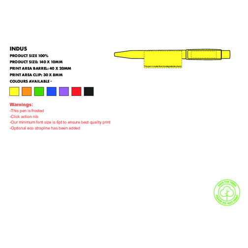 Indus Kugelschreiber - Biologisch Abbaubar , Green&Good, orange, biologisch abbaubares Plastik, 14,00cm x 1,00cm x 1,00cm (Länge x Höhe x Breite), Bild 8