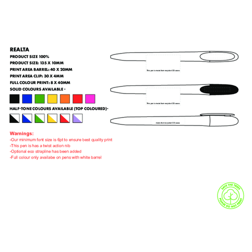 Realta Kugelschreiber - Recycelt , Green&Good, pink, recyceltes Plastik, 15,00cm x 1,20cm x 1,20cm (Länge x Höhe x Breite), Bild 6