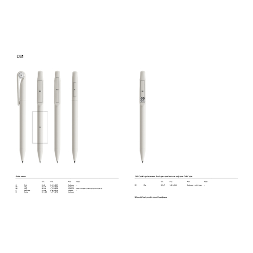 Prodir DS1 TTC Twist Kugelschreiber , Prodir, transparent / weiss, Kunststoff/Metall, 14,10cm x 1,40cm (Länge x Breite), Bild 2