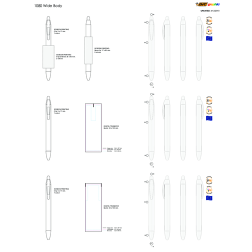 BIC® Wide Body™ Kugelschreiber , BiC, gefr. weiss, Kunststoff, 1,50cm x 14,20cm (Länge x Breite), Bild 5