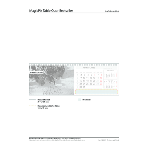 Kalender MagicPix Table liggende bestselger inkl. 4C-utskrift, Bilde 3