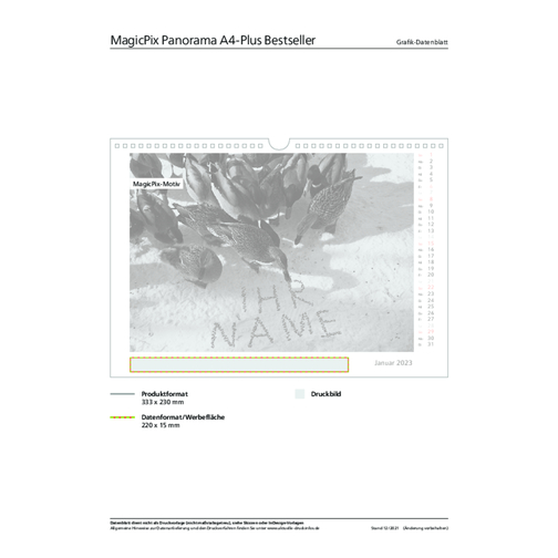 Kalender MagicPix Panorama Bestseller, A4-Plus , hellgrau, rot, Weißes, seidenmattes Bilderdruckpapier 170 g/m² , Rückwand Displaykarton weiß 1 mm, 24,00cm x 34,00cm (Länge x Breite), Bild 3