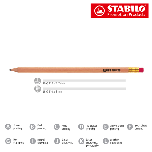 STABILO Grafitstift 6-kant Natur Mit Radiergummi , Stabilo, natur, Holz, 18,50cm x 0,70cm x 0,70cm (Länge x Höhe x Breite), Bild 2