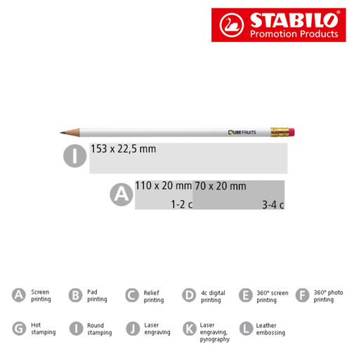 STABILO Grafitstift Weiss Mit Radiergummi , Stabilo, weiss, Holz, 18,50cm x 0,70cm x 0,70cm (Länge x Höhe x Breite), Bild 2