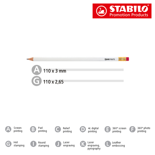 STABILO Grafitstift 6-kant Weiß Mit Radiergummi , Stabilo, weiß, Holz, 18,50cm x 0,70cm x 0,70cm (Länge x Höhe x Breite), Bild 2