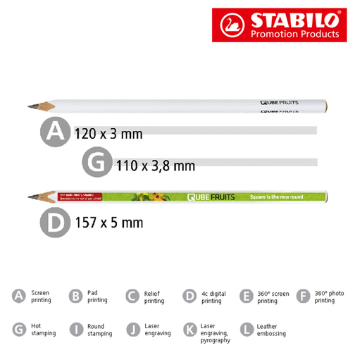 STABILO Grafitstift 3-kant Weiß , Stabilo, weiß, Holz, 17,50cm x 0,70cm x 0,70cm (Länge x Höhe x Breite), Bild 2