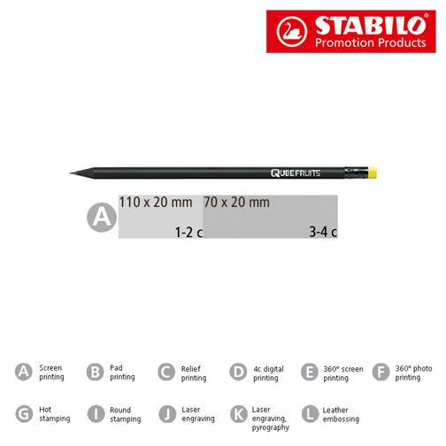 STABILO Grafitstift Schwarz Mit Radiergummi , Stabilo, schwarz, Holz, 18,50cm x 0,70cm x 0,70cm (Länge x Höhe x Breite), Bild 2