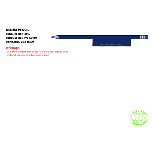 Denim Bleistift - Recycelt , Green&Good, blau, recycelter Jeans-Stoff, 16,00cm x 0,70cm x 0,70cm (Länge x Höhe x Breite), Bild 5
