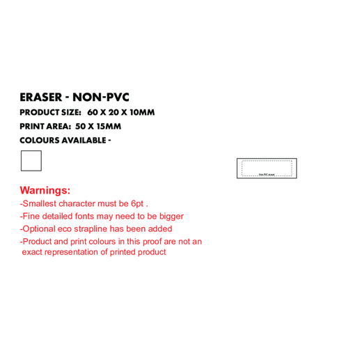 Non-PVC Radierer , Green&Good, weiß, PVC-freies Plastik, 6,00cm x 1,50cm x 2,00cm (Länge x Höhe x Breite), Bild 3