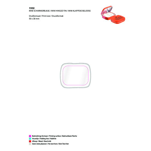 Mini Klappdeckeldose , rosa, Metall, 4,60cm x 1,85cm x 5,90cm (Länge x Höhe x Breite), Bild 2