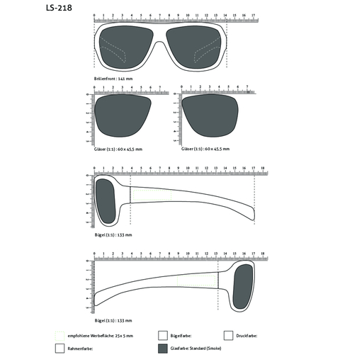 Sonnenbrille LS-218 , schwarz, Kunststoff, 13,30cm x 4,55cm x 14,10cm (Länge x Höhe x Breite), Bild 2