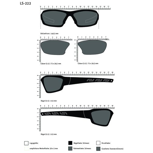 Sonnenbrille LS-222 , schwarz, Kunststoff, 11,30cm x 3,65cm x 14,55cm (Länge x Höhe x Breite), Bild 2