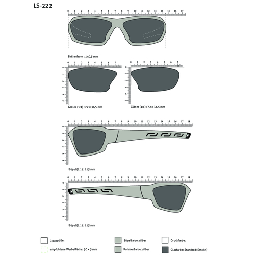 Sonnenbrille LS-222 , silber, Kunststoff, 11,30cm x 3,65cm x 14,55cm (Länge x Höhe x Breite), Bild 2