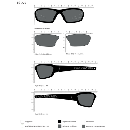Sonnenbrille LS-222 , schwarz, Kunststoff, 11,30cm x 3,65cm x 14,55cm (Länge x Höhe x Breite), Bild 3