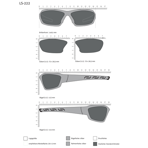 Sonnenbrille LS-222 , silber, Kunststoff, 11,30cm x 3,65cm x 14,55cm (Länge x Höhe x Breite), Bild 3