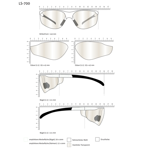 Schutzbrille LS-700 , weiß, Kunststoff, 16,50cm x 4,60cm x 14,50cm (Länge x Höhe x Breite), Bild 3