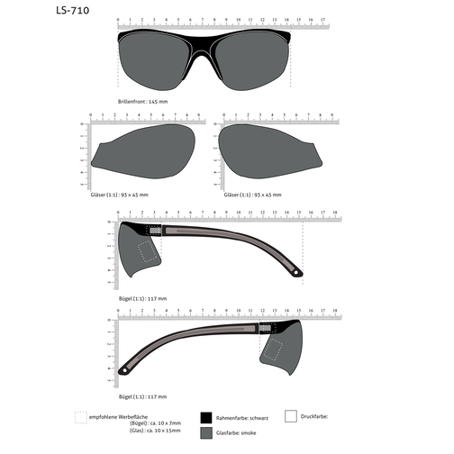 Schutzbrille LS-710 , schwarz, Kunststoff, 17,00cm x 5,00cm x 15,00cm (Länge x Höhe x Breite), Bild 3