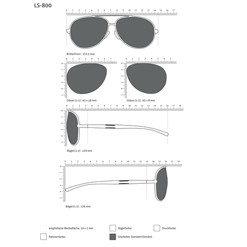 Sonnenbrille LS-800 , glänzend silber, Metall, 12,90cm x 4,80cm x 14,55cm (Länge x Höhe x Breite), Bild 3