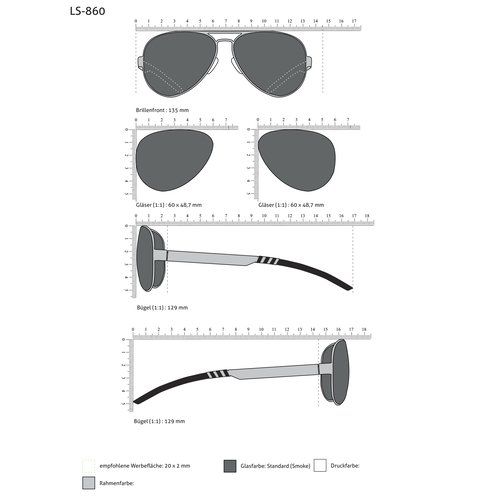Sonnenbrille LS-860 , silber, Metall, 16,80cm x 5,20cm x 13,90cm (Länge x Höhe x Breite), Bild 5