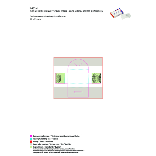 Box Mit Haus-Pfefferminz , Karton, 2,00cm x 0,70cm x 4,00cm (Länge x Höhe x Breite), Bild 2