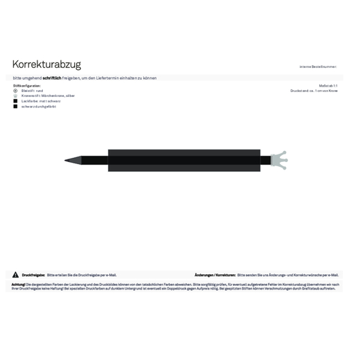 Bleistift Mit Metallkrone , schwarz, Krone silber, Holz, 19,00cm (Länge), Bild 5