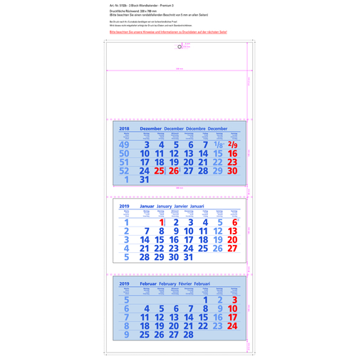 Premium 3 , blau/rot, Papier, 70,00cm x 33,00cm (Höhe x Breite), Bild 2