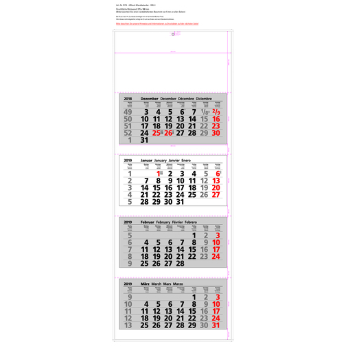 Papierwandkalender 'XXL 4' , schwarz/rot, Papier, 100,00cm x 37,50cm (Höhe x Breite), Bild 3