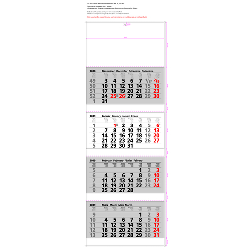 Papierwandkalender 'XXL 4' , schwarz/rot, Papier, 99,00cm x 34,50cm (Höhe x Breite), Bild 2