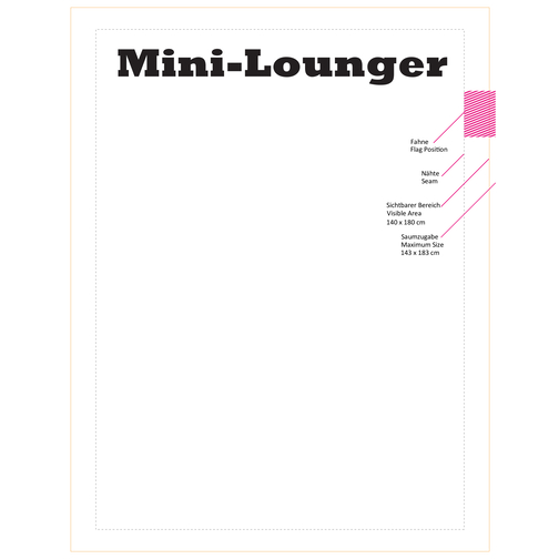 Sitzsack Mini Lounger, Inkl. Einseitigem Digitaldruck , lila, 40% Repreve® / 60% Polyester, 130,00cm x 20,00cm x 100,00cm (Länge x Höhe x Breite), Bild 5
