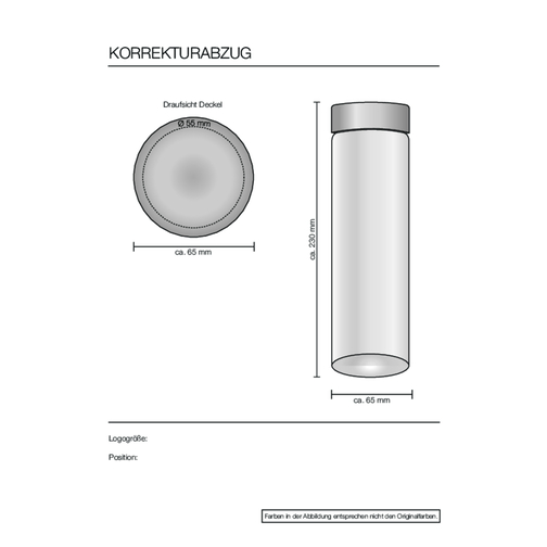 ROMINOX® Glaskaraffe // Fiola , Borosilikatglas, Edelstahl - seidenmatt gebürstet, 6,50cm x 23,00cm x 6,50cm (Länge x Höhe x Breite), Bild 4