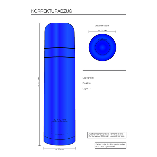 ROMINOX® Isolierkanne // Cup In Cup - Mit 2 Deckeln - Blau , blau, Edelstahl - farbig lackiert, Kunststoff, 8,00cm x 31,00cm x 8,00cm (Länge x Höhe x Breite), Bild 5