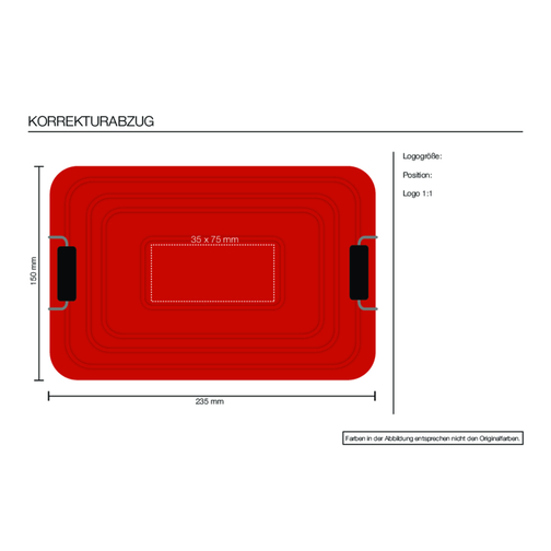 ROMINOX® Lunchbox // Quadra Rot XL , rot glänzend, Aluminium (eloxiert), Kunststoff, 23,50cm x 7,00cm x 14,80cm (Länge x Höhe x Breite), Bild 7