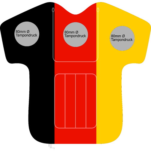 Aufblasbares Fan-Shirt 'Deutschland' , Deutschland-Farben, Kunststoff, 43,50cm x 6,00cm x 46,00cm (Länge x Höhe x Breite), Bild 2