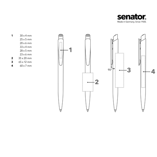 Senator® Dart Polished Druckkugelschreiber , Senator, weiß, Kunststoff, 14,00cm x 143,00cm x 10,00cm (Länge x Höhe x Breite), Bild 4