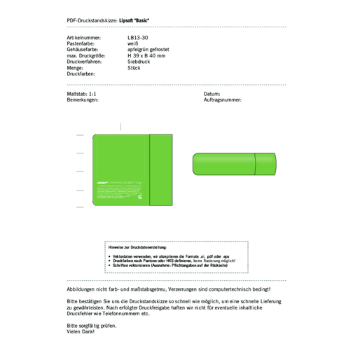 Bálsamo labial Lipsoft Basico verde manzana mate, Imagen 3