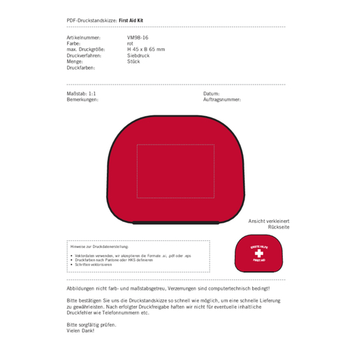 First Aid Kit gris rojo - Botiquín de primeros auxilios, 12 piezas, artículos de marca alemana, Imagen 4