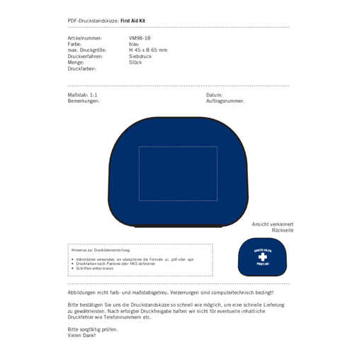 First Aid Kit Blau - Erste Hilfe Set, 12-teilig, Deutsche Markenware , blau, Gemischt, 12,00cm x 4,50cm x 10,00cm (Länge x Höhe x Breite), Bild 4