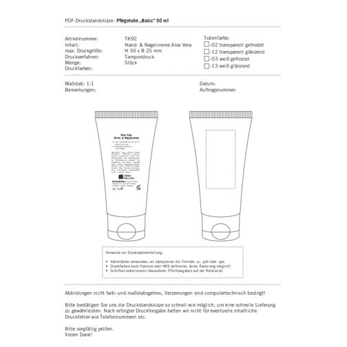 Basic Care Tube 50 ml - SENSITIVE Hånd- og neglekrem med panthenol og UREA, Bilde 4