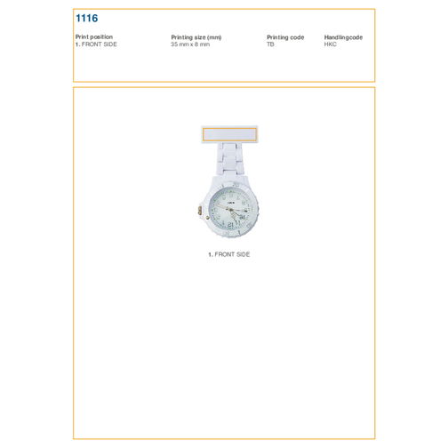 Krankenschwester-Uhr Aus Kunststoff Simone , weiss, ABS, Plastik, 8,50cm x 1,30cm x 4,00cm (Länge x Höhe x Breite), Bild 2