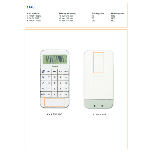 Taschenrechner Retro , weiß, ABS, PS, 11,50cm x 1,00cm x 5,80cm (Länge x Höhe x Breite), Bild 5