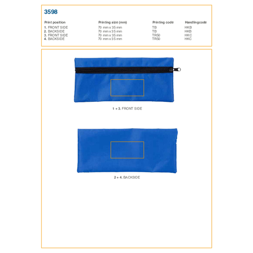 Stifte-Etui Aus Polyester Donna , kobaltblau, Polyester, Polyester 420D, 20,60cm x 9,10cm x 0,40cm (Länge x Höhe x Breite), Bild 2