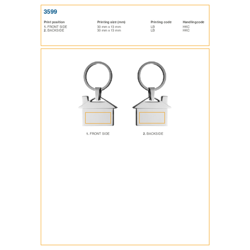 Schlüsselanhänger Aus Metall Mika , silber, Metall, Zink, 4,70cm x 0,40cm x 3,50cm (Länge x Höhe x Breite), Bild 3