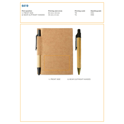 Notizbuch Aus Karton Cooper , orange, Plastik, Papier 70 g/m2*, Kraftpapier 350 g/m2, 11,20cm x 1,00cm x 8,70cm (Länge x Höhe x Breite), Bild 2