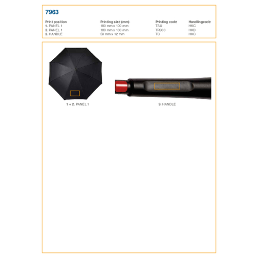 Regenschirm Aus Pongee-Seide Constance , schwarz, Fiberglas, Pongee, Polyester 100%, , Bild 2