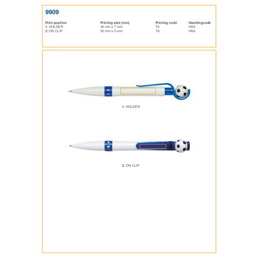 Bolígrafo de plástico fútbol. Tinta azul, Imagen 4