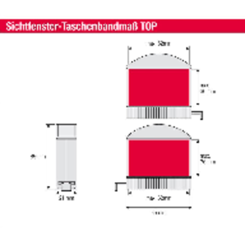 Sichtfenster Taschenbandmass TOP 2 M , rot, ABS-Kunststoff, 6,50cm x 2,10cm x 6,50cm (Länge x Höhe x Breite), Bild 4